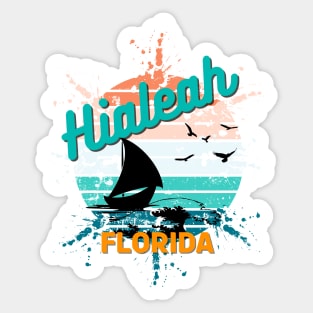 Hialeah Florida Retro Vintage Exploding Sunset Sticker